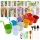 Blumentopf Bunte Blumentöpfe 10 cm x 10 x 13,5 cm, mehrfarbiges Metall