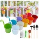 Blumentopf Bunte Blumentöpfe 10 cm x 10 x 13,5 cm, mehrfarbiges Metall