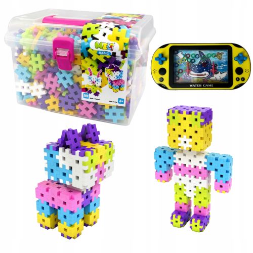  Meli Basic Pink Travel Box Waffelblöcke 500 Elemente + Wasserspiele – Arcade-Wasserspiel