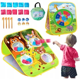    Geschicklichkeitsspiel, bei dem eine Tüte Bälle auf ein Ziel geworfen wird, um Punkte zu erzielen 3in1