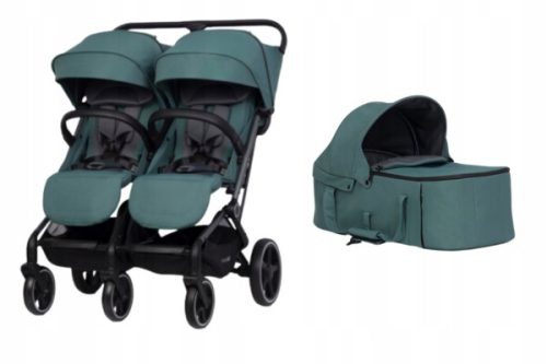  Easy Go Echo Sage Green Zwillingskinderwagen + Softtragetasche für den Kinderwagen ECHO EasyGo Babyeinsatz Sicher und bequem