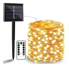    SOLAR GARLAND WIRE GARDEN LIGHTS CHRISTMAS TREE DECORATION 1000 LED REMOTE