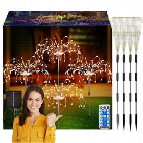    4x GARTEN SOLAR LED BAUMLAMPE Löwenzahn FEUERWERK 480LED FERNBEDIENUNG