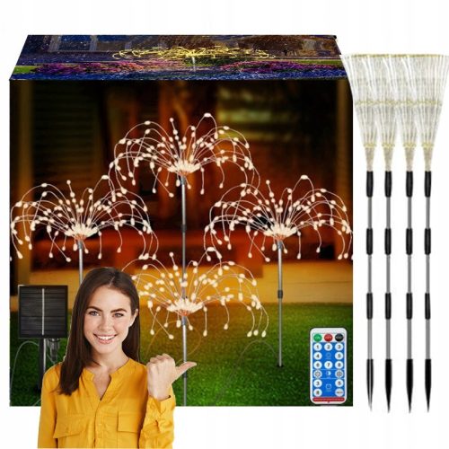  4x GARTEN SOLAR LED BAUMLAMPE Löwenzahn FEUERWERK 480LED FERNBEDIENUNG