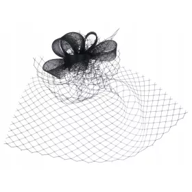 SCHLEIER, Fascinator, Frisur – schwarzer Abendschleier