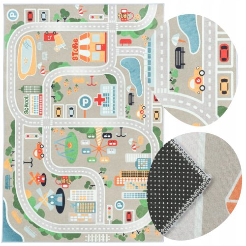  KINDERTEPPICH 200x300CM BUNTE GROßE STRAßEN STRAßE STADT WEICH UND GRAS