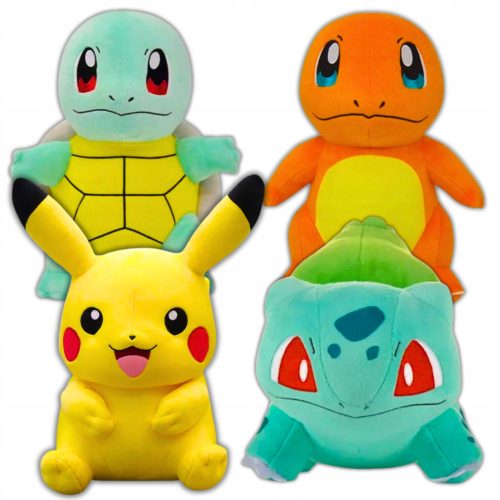  Pokemon-Maskottchen, 4 Stofftiere, 25 cm, Pikachu, Bulbasaurus, Schiggy, Glumanda