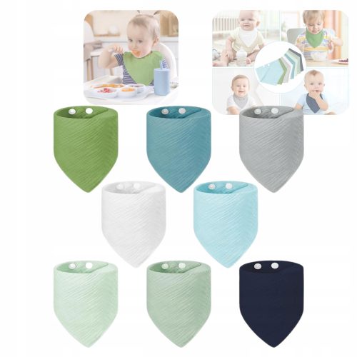  BABY-LÄTZCHEN-SET MIT 8 TEILEN, weiße Schürze, Lilatöne, Blautöne, Grau- und Silbertöne, Grüntöne, Gelb- und Goldtöne, Mehrfarbig 8-tlg.