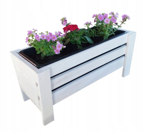  Blumentopf 43 cm x 20 x 20 cm aus weißem Holz