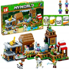    MY WORLD BLOCKS GROSSER DORF-BAUERNHOF 778 ELEMENTE BELEUCHTUNG LED-MINECRAFT-SET