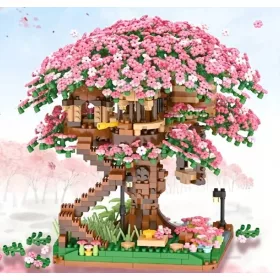    Mini-BONSAI-Blöcke, SAKURA-Baum, KIRSCHBLÜTE, Baumhaus, 2028 Teile
