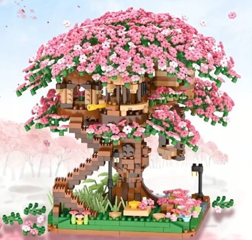  Mini-BONSAI-Blöcke, SAKURA-Baum, KIRSCHBLÜTE, Baumhaus, 2028 Teile