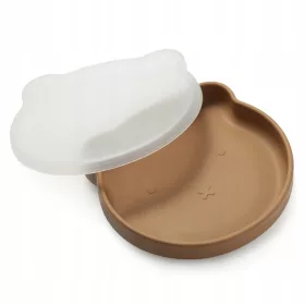    Retter Brun Silikonteller mit Deckel und Anti-Rutsch-Saugnapf, 400 ml