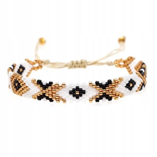 Geflochtenes Perlenarmband mit zartem Aztekenmuster, verstellbar an einer Schnur