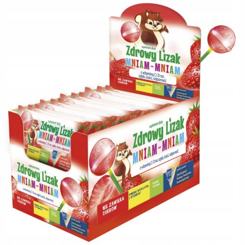 Strawberry Flavor Vitamin-Enhanced Lollipops for Kids - Sugar and Gluten-Free (40 Pieces)