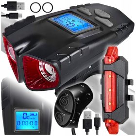  VORDERE HINTEN FAHRRADLAMPE LED ZÄHLERHORN