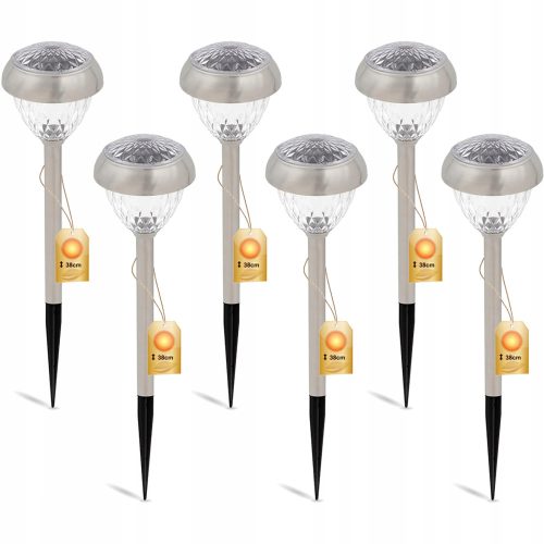  NNLED eingebettete Solarlampe, silber, 38 cm, 6 Stk.