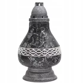  Mosaikkerze STAINED GLASS CARAFE DECOR schwarz und silber