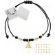  Armband mit dem Buchstaben AGAT, Natursteine, Schwarz und Gold, SILBER 925