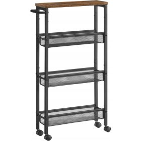    Rollwagen 4 Ebenen Küchenwagen schmales Nischenregal auf Rollen Loftregal + E1 AMAZON Klappkarton 300x230x100mm 20St