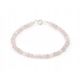  Natürliches ROSENQUARZ-Armband, Kugeln, 4 mm Facetten