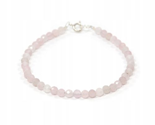  Natürliches ROSENQUARZ-Armband, Kugeln, 4 mm Facetten