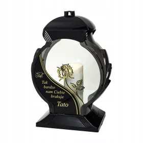    Eine einzigartige schwarz-goldene Kerze für Papa mit Widmung