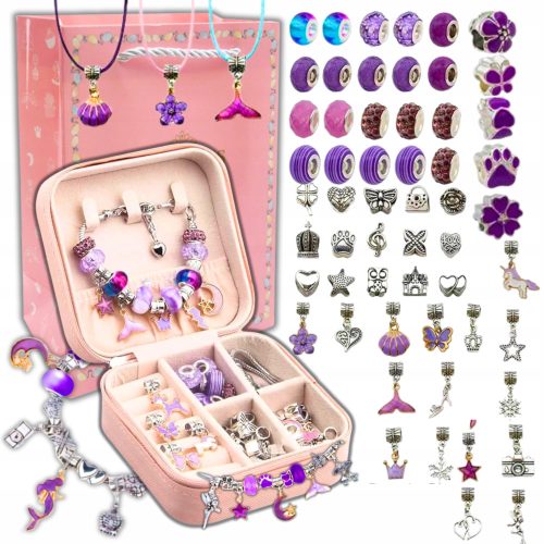  Violettes Schmuckset, Perlenset, 68 Elemente, Kreativset