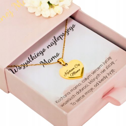  Goldkette für Mutter – Herz mit Gravur „Ich liebe dich Mama“, Edelstahl