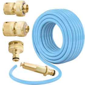    Langlebiger 3/4-Zoll-Gartenschlauch 50 Meter + Satz MESSING-Anschlüsse