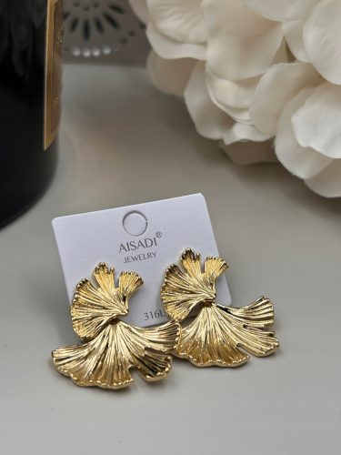  Aisadi Ohrringe Blume Blumen Blatt Blätter Gold 316L Stahl