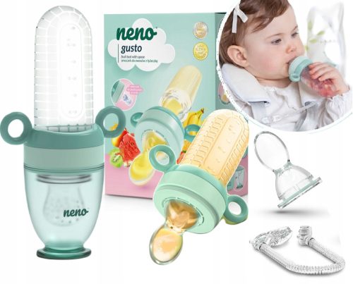  Beißring Neno zum Füttern von Lebensmitteln, Kunststoff, Silikon, Grüntöne