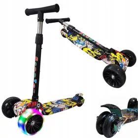    DREIRAD-BALANCE-SCOOTER MIT LED-GRAFITTI-RÄDERN 50 kg, faltbar, verstärkt
