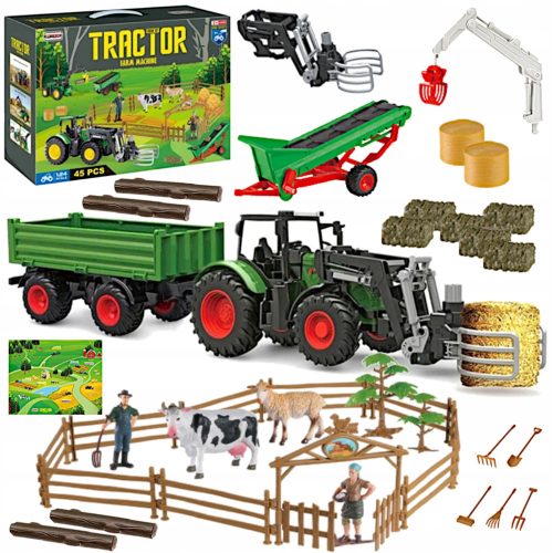  BAUERNHOF GROSSER BAUERNHOF TRAKTORANHÄNGER LANDWIRTSCHAFTLICHE MASCHINEN TIERE XXL FIGUREN
