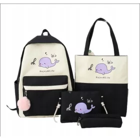    Lilo und Stitch Markenloser Schulrucksack mit mehreren Fächern, schwarz, 1 l