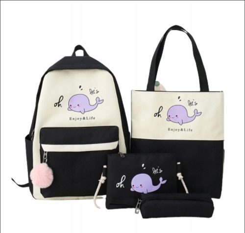  Lilo und Stitch Markenloser Schulrucksack mit mehreren Fächern, schwarz, 1 l
