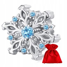    H015 Schneeflocke mit blauen Kristallen, silberne Charm-Perlen