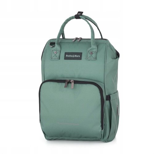  Petite&Mars JACK großer Kinderwagenrucksack für Mama und Papa Misty Green