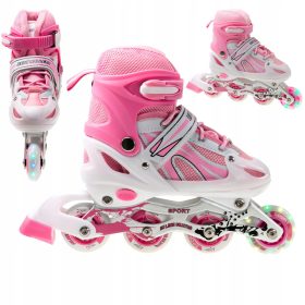  INLINE-SKATES VERSTELLBARE ROLLERSKATES ROSA 38-41 LED-RAD