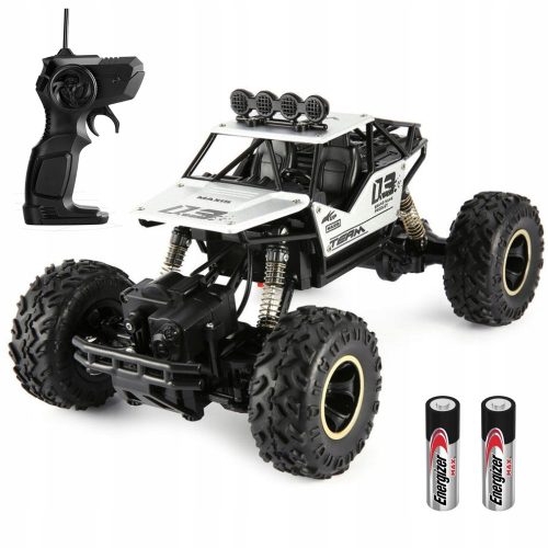  Ferngesteuertes großes Gelände-RC-Auto, 4x4-ferngesteuertes Auto, Metallmonster + Energizer AA-Alkalibatterie (R6), 2 Stk.