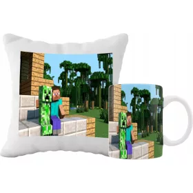    Super-Becher- und Kissen-Set + kostenlose Namensgrafiken für Minecraft-Spiele
