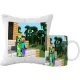  Super-Becher- und Kissen-Set + kostenlose Namensgrafiken für Minecraft-Spiele