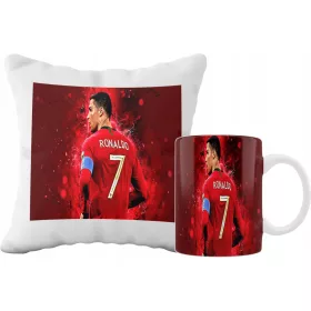    SUPERBECHER- UND KISSENSET + KOSTENLOSER NAME DES FUSSBALLSPIELERS CHRISTIANO RONALDO