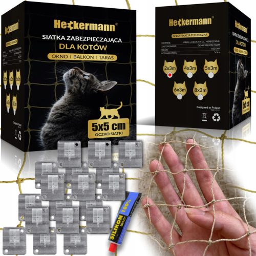 BALKONNETZ MIT PREMIUMDRAHT FÜR KATZE OHNE BOHRSET 2x3m