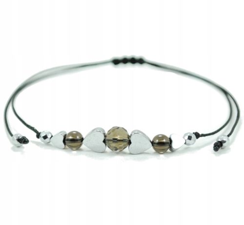  Promi-Armband, RAUCHQUARZ, Hämatit, Frieden, Mut
