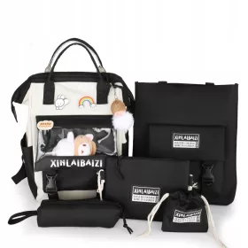    K&M Schulrucksack mit mehreren Fächern, Schwarz, Braun- und Beigetöne, Mehrfarbig, 35 l