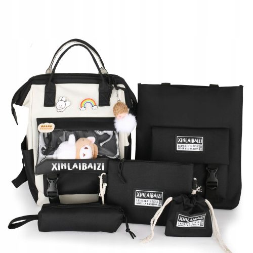  K&M Schulrucksack mit mehreren Fächern, Schwarz, Braun- und Beigetöne, Mehrfarbig, 35 l