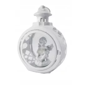    Große Deko-Laterne mit Tür für LED-Kerzeneinsatz, 23 cm, Weiß