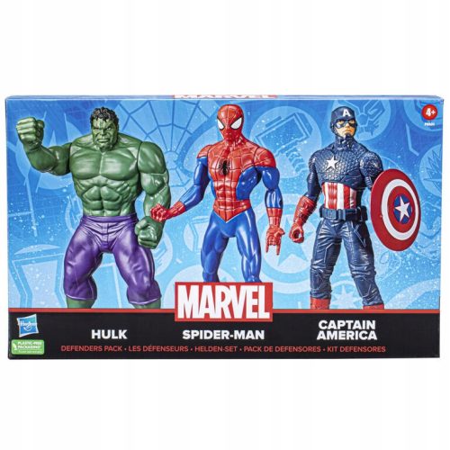  HASBRO MARVEL 3 FIGUREN HULK SPIDER MAN CAPTAIN AMERICA 24 cm F6601