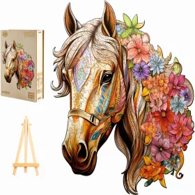    GROSSES HOLZPFERDEPUZZLE 270 TEILE SCHÖNE STUTE IN EINER HOLZKISTE